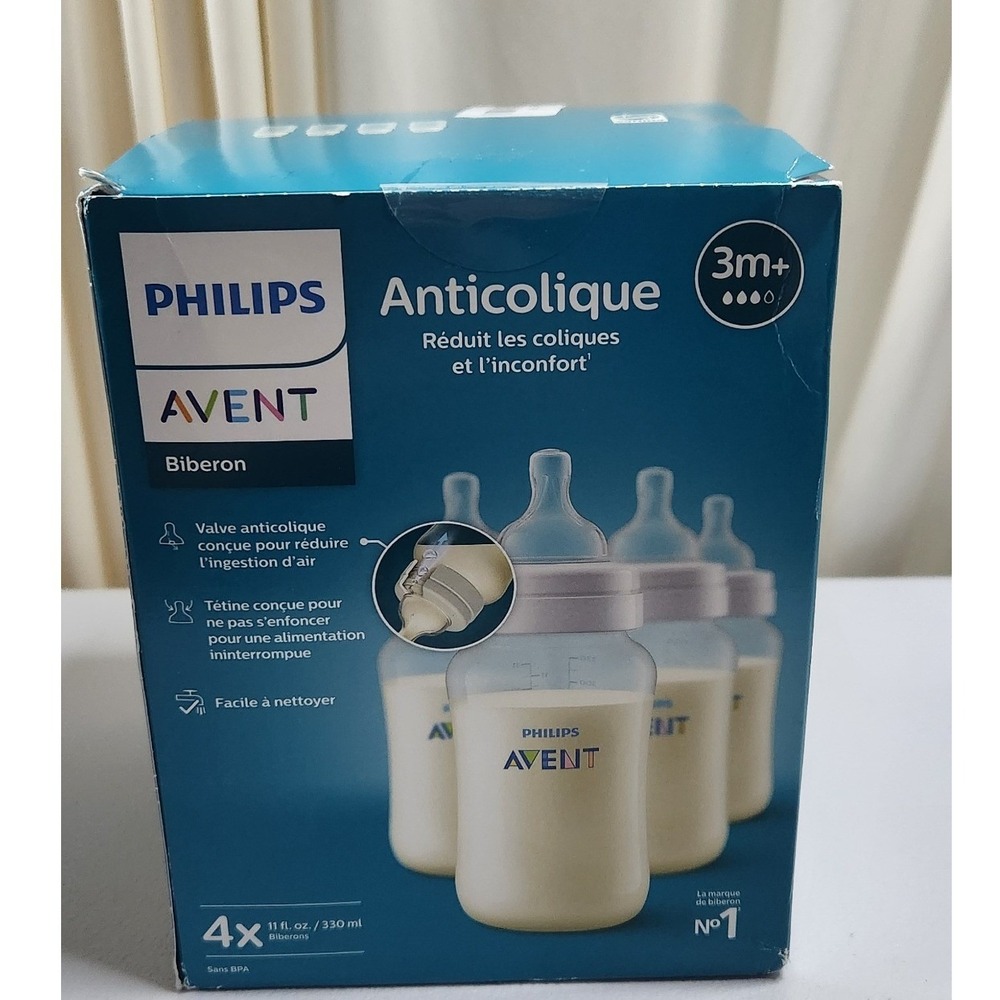 Philips Avent Anti-colic Baby Bottle 11oz 4-Pack Clear 3m+